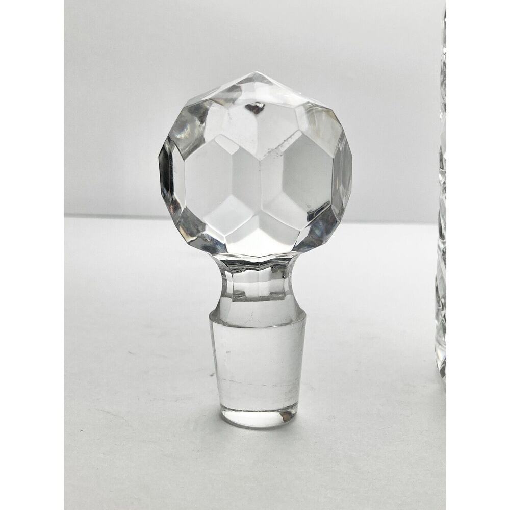 1980s Contemporary Crystal Wine & Spirit Decanter 11 1/4” 30oz, Fan & X Cuts - Picture 4 of 6